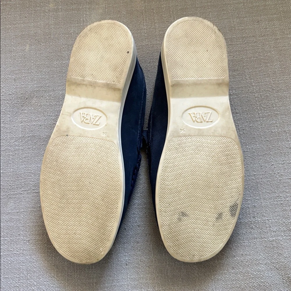 Zara Kids Suede Boat Shoes, Navy Blue, Size 2.5